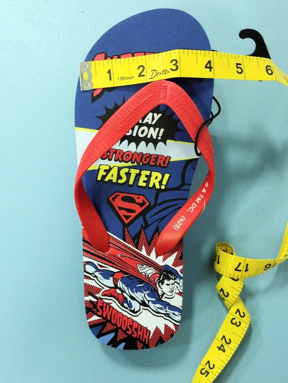 Superman Graphic Flip Flops with Red Straps